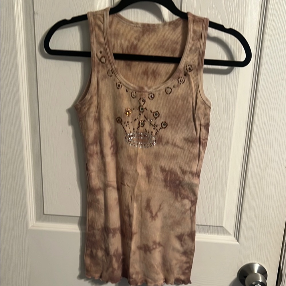 Tie-Dye Tank Top with Rhinestone Crown